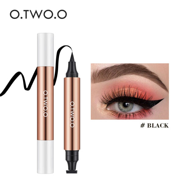 O.TWO.O Delineador Carimbo Preto Líquido Delineador Caneta À Prova D'Água Secagem Rápida Lápis Delineador de Olhos de Ponta Dupla Maquiagem para Mulheres Cosméticos
