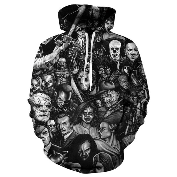 Filmes de terror 3D Impresso Pullover Homens Mulheres Casual Oversized Hoodies Moletons Cool Hoodie
