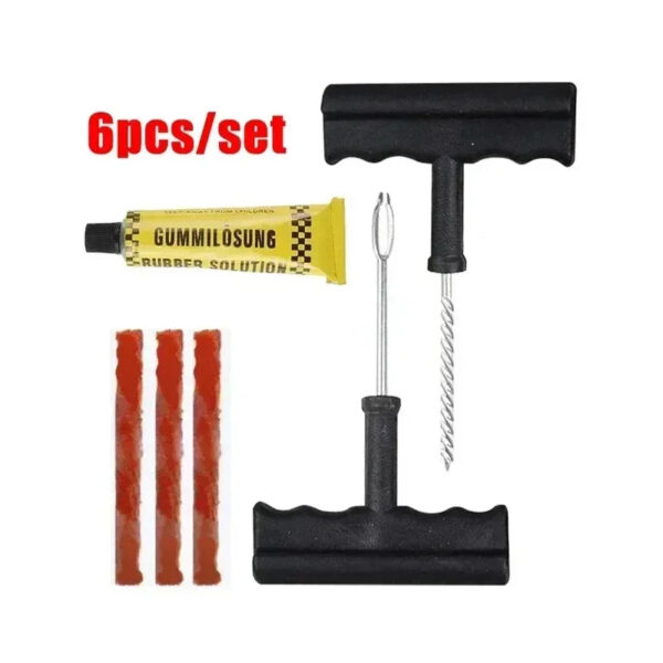 Kit de ferramentas para reparo de pneus de motocicleta com tiras de borracha, conjunto de plugues para furos em pneus sem câmara, vácuo para reparo de pneus