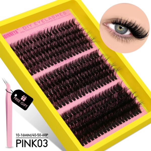 Kit de cílios postiços GROINNEYA Cluster Cílios individuais fofos Volume Bandeja mista Cílios postiços de vison Extensão de cílios Maquiagem