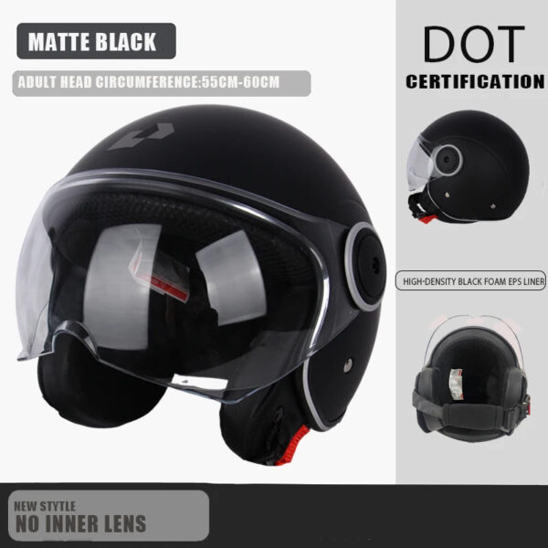 DOT Certified Vintage Open Helmet Motorcycle Open Face Helmet Retro 3/4 Helmet Cruise Casco Casque Moto Men Women