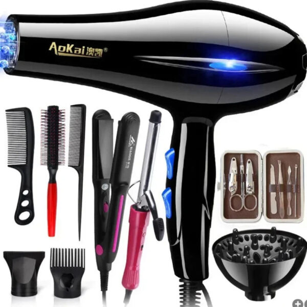 Secador de cabelo profissional potente, estilo rápido, secador de cabelo, ajuste quente e frio, bico de secador de ar para ferramentas de salão de barbearia