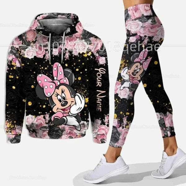 3D Novo Conjunto Feminino Esportivo Com Capuz Suéter Calças de Yoga Esportivo Disney Princesa Yoga Conjunto Essencial Com Capuz moletom feminino