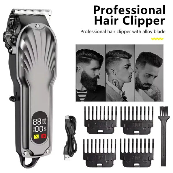 Máquina de cortar cabelo Máquina de cortar cabelo profissional Aparador de barba Barbeiro USB Recarregável Aparador elétrico sem fio para homens