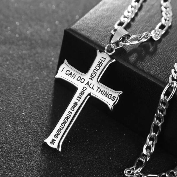 HNSP Stainless Steel Cross Necklace Chain Pendant For Men Women 2024 Popular Religious Jewelry Accessories